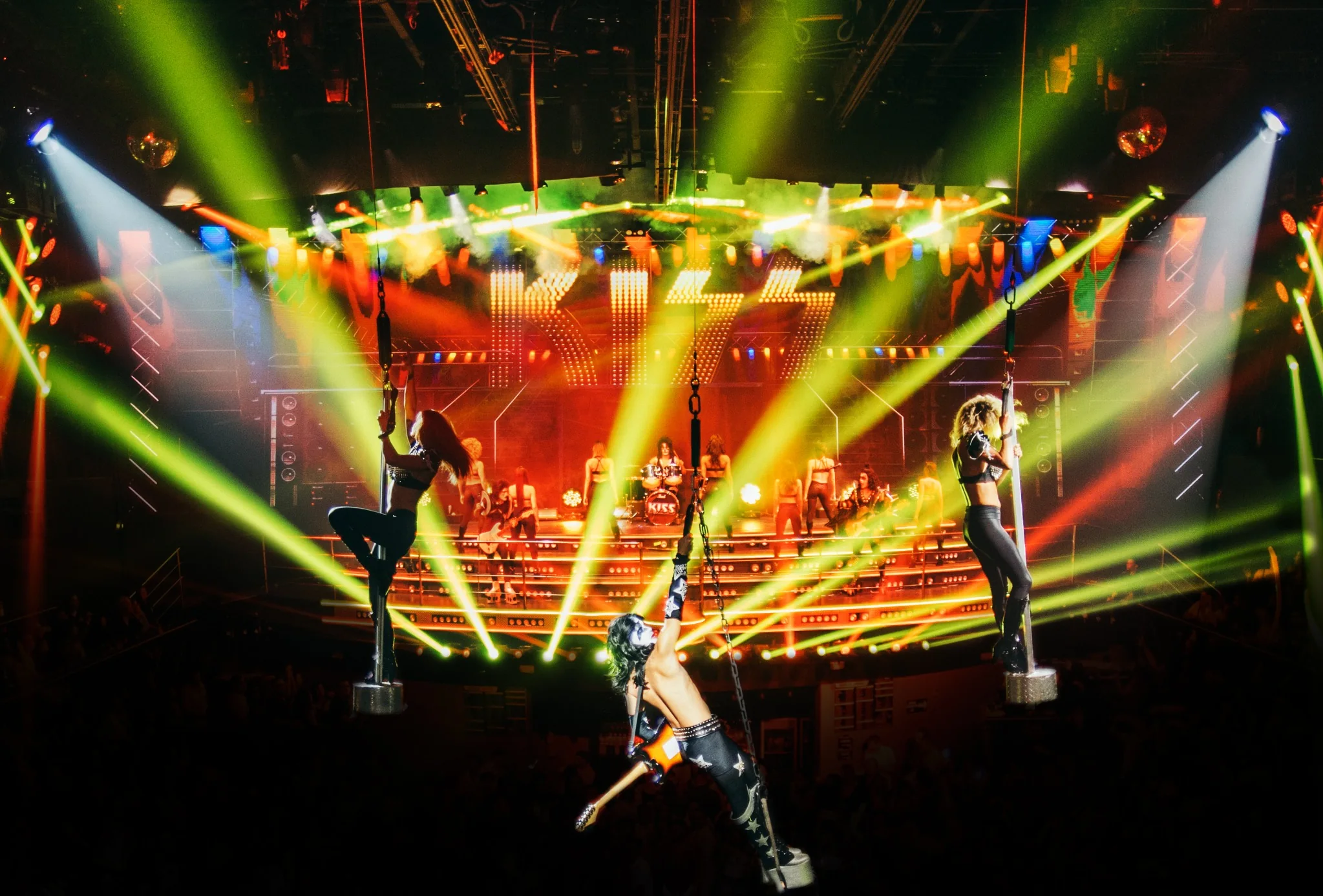Rock tribute show with aerial performers at Coco Bongo Punta Cana