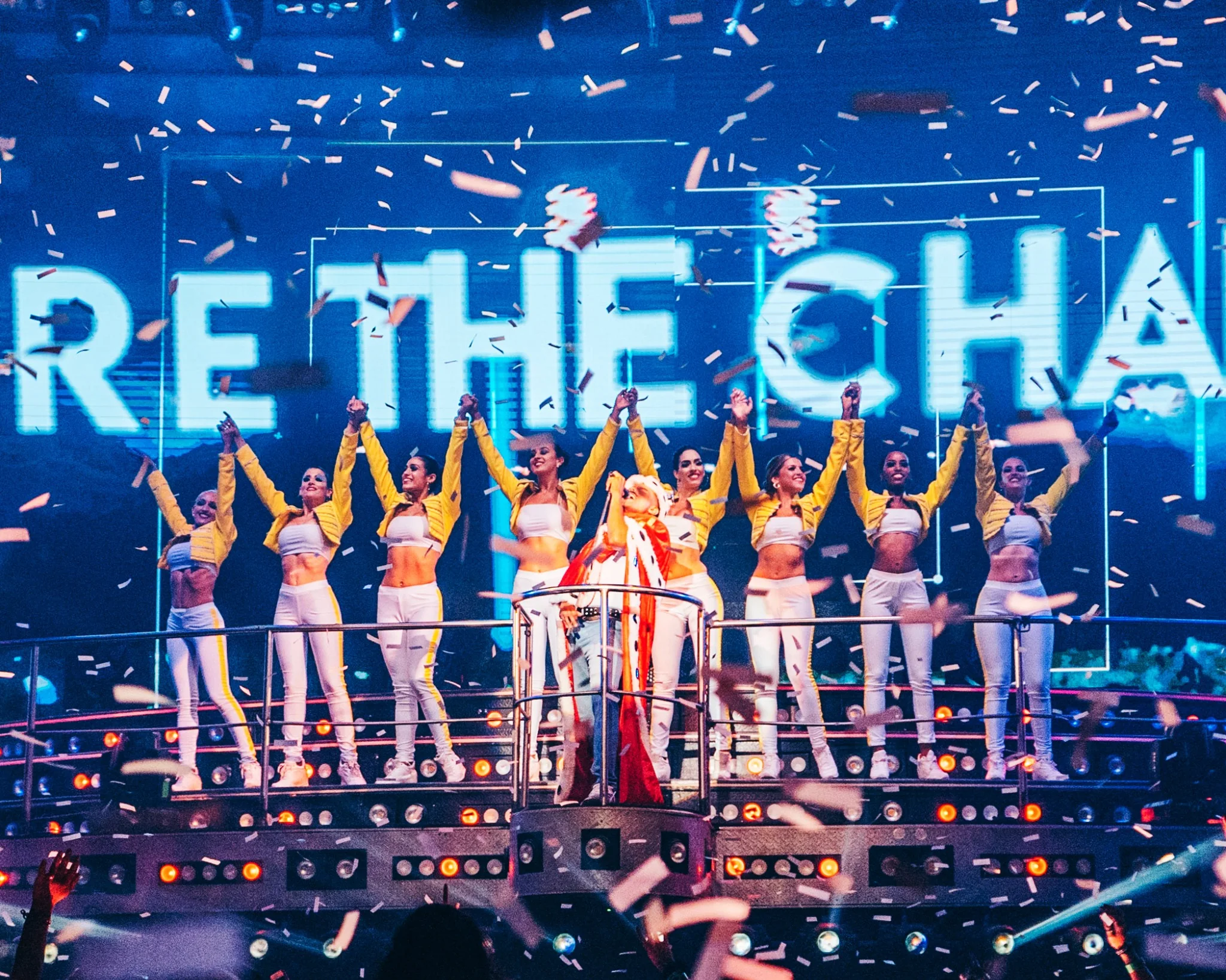 Confetti finale during live show at Coco Bongo Punta Can