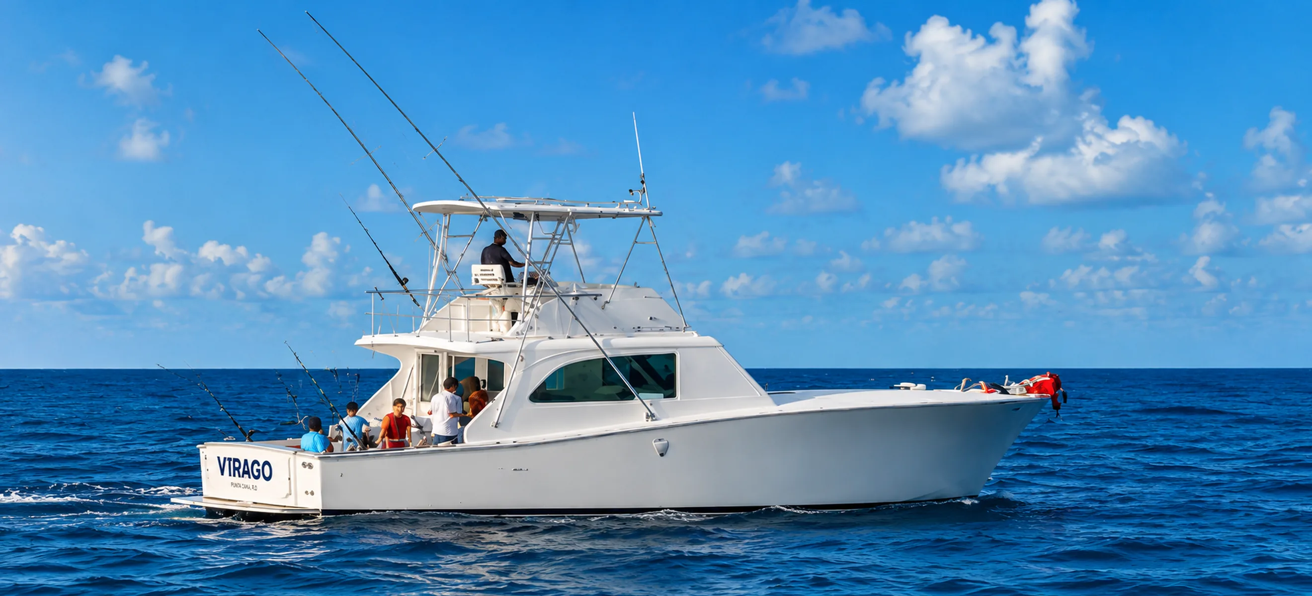 Virago deep sea fishing yacht cruising offshore in Punta Cana Dominican Republic