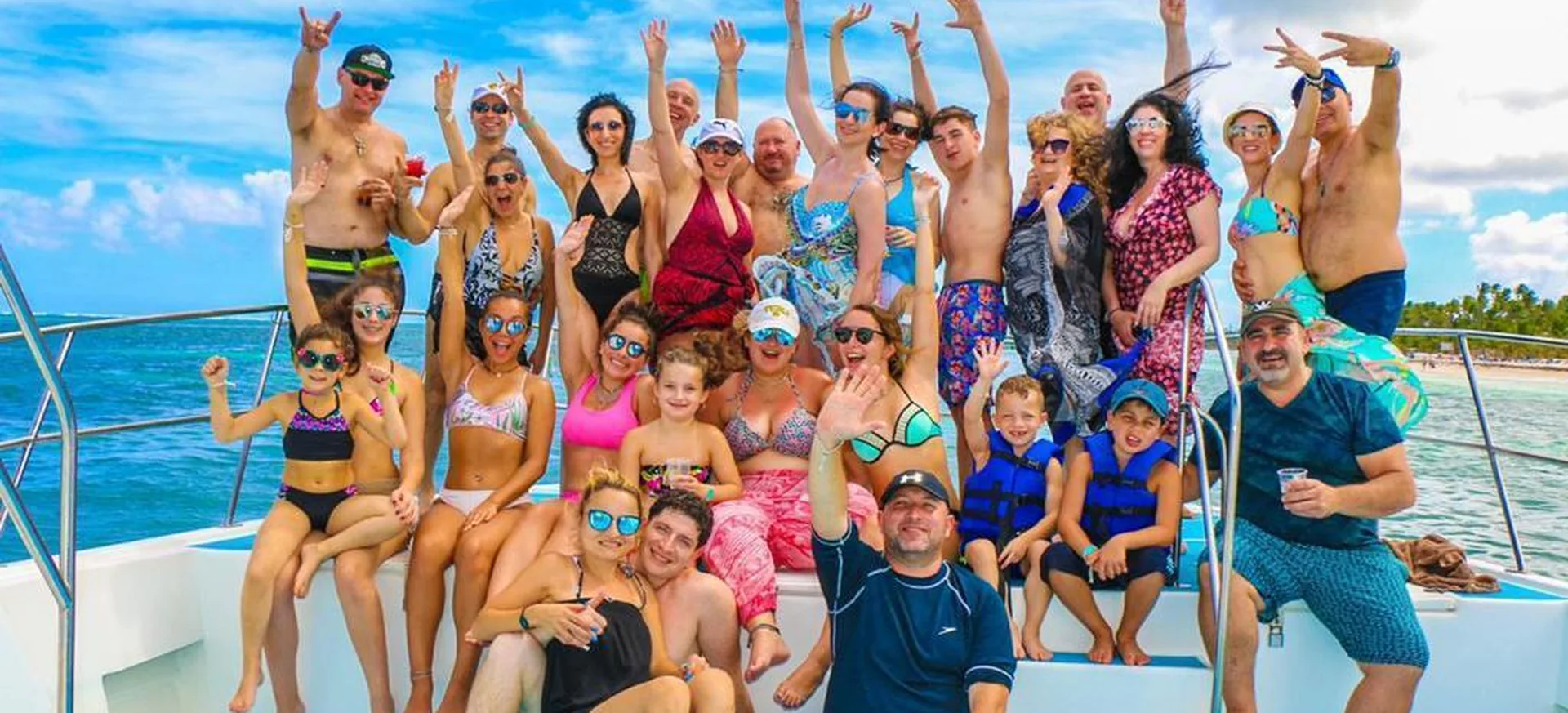 Families and friends enjoying Vibra Party Boat excursion in Punta Cana