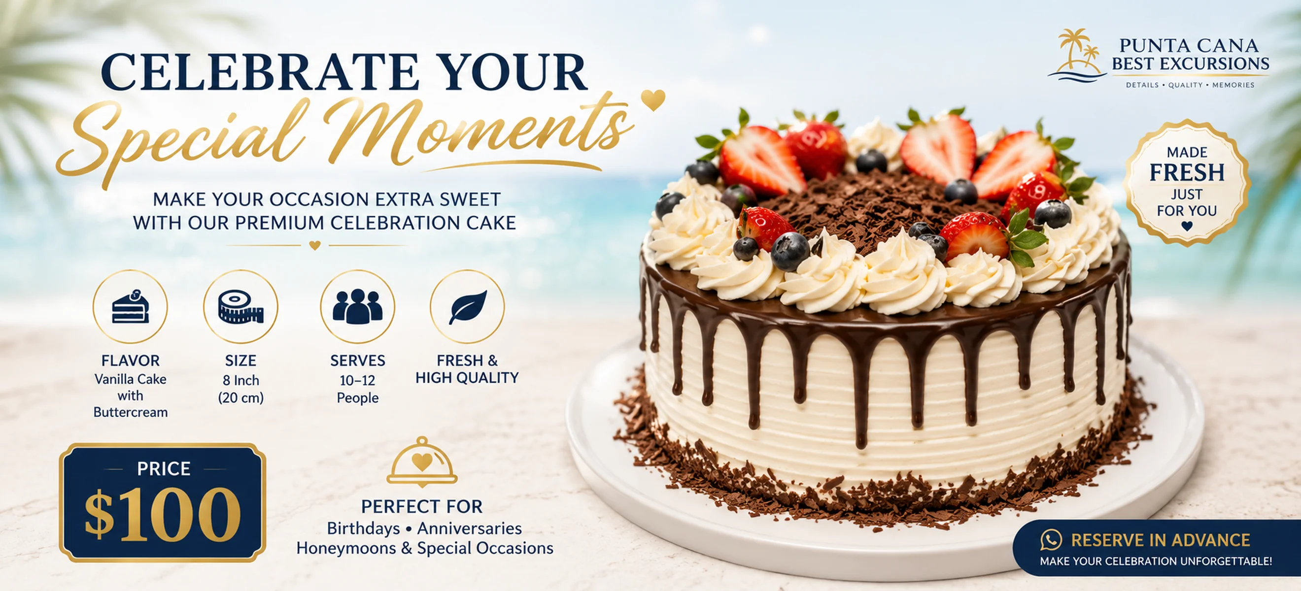 chocolate and vanela cake with fruits