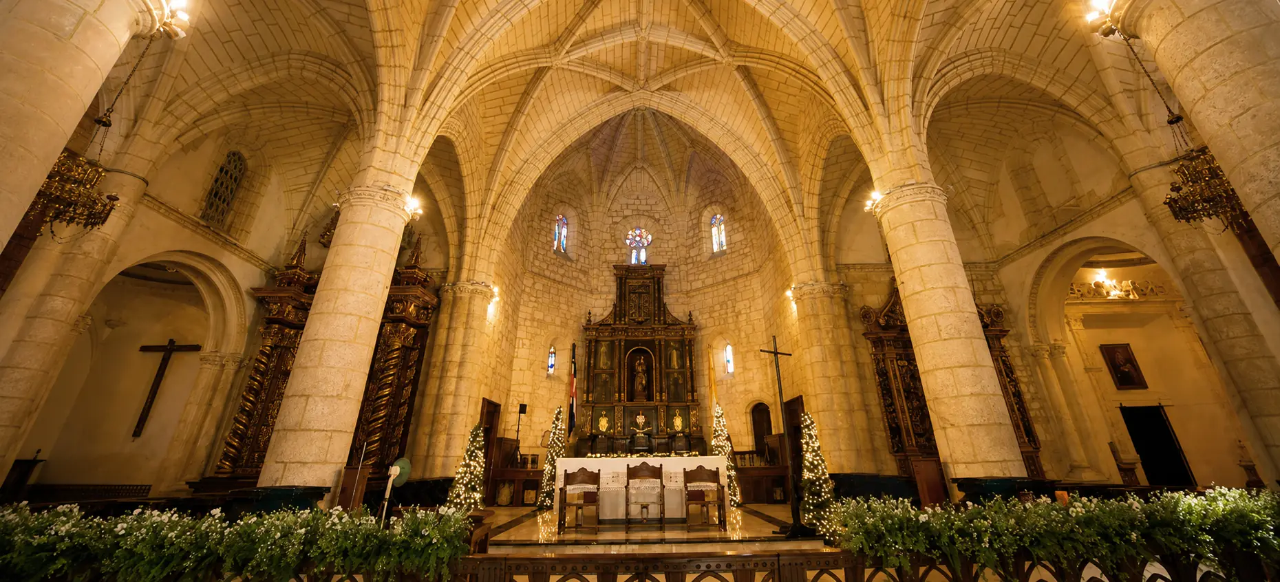 Interior of the Primatial Cathedral of the Americas in Santo Domingo