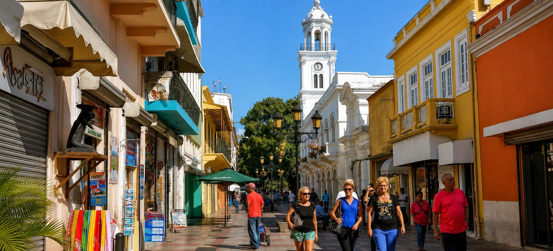 Colorful street in Santo Domingo's Colonial Zone