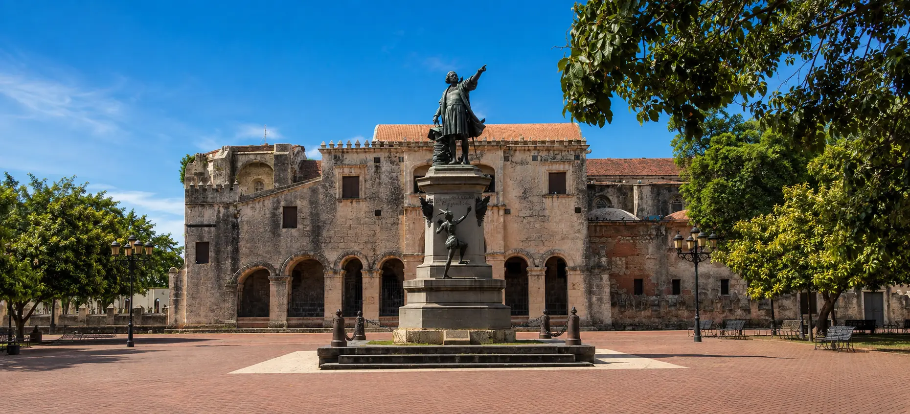 Columbus monument and historic plaza in Santo Domingo