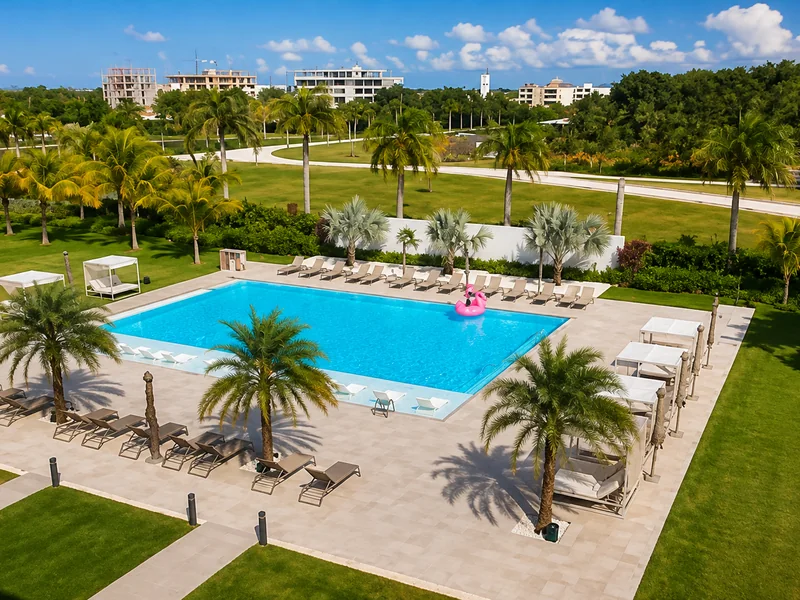 AC Hotel Punta Cana outdoor swimming pool and tropical gardens