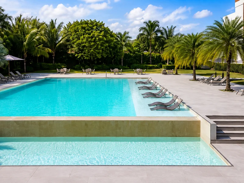 AC Hotel Punta Cana swimming pool surrounded by tropical palm trees