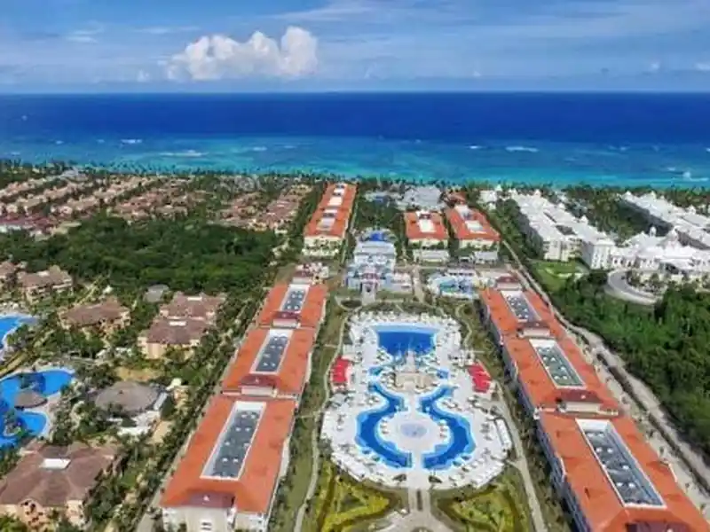 Aerial view of Bahia Principe Grand Punta Cana resort near the Caribbean beach