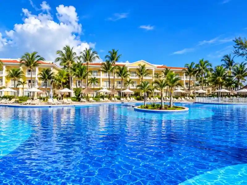Bahia Principe Luxury Esmeralda main swimming pool and tropical resort in Punta Cana