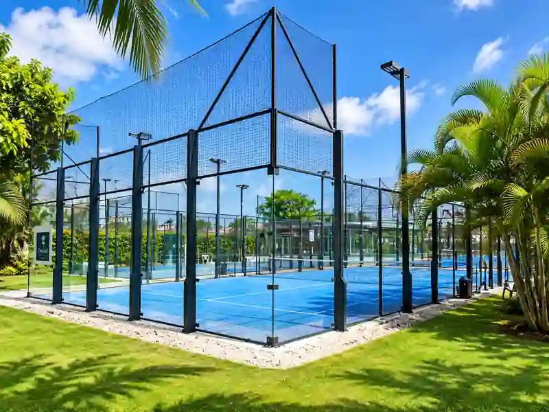 ocotal Punta Cana padel courts surrounded by tropical gardens and palm trees