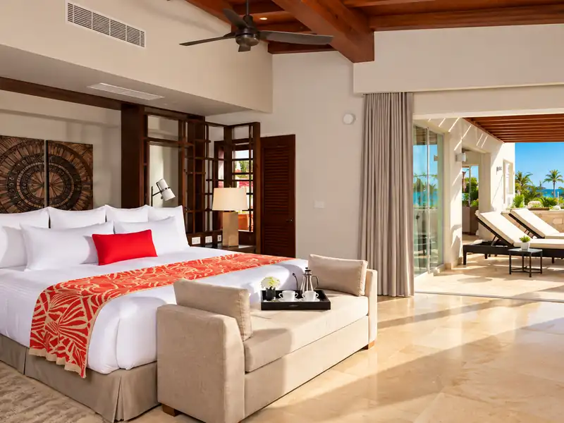 Luxury suite at Dreams La Romana with private terrace and tropical ocean view
