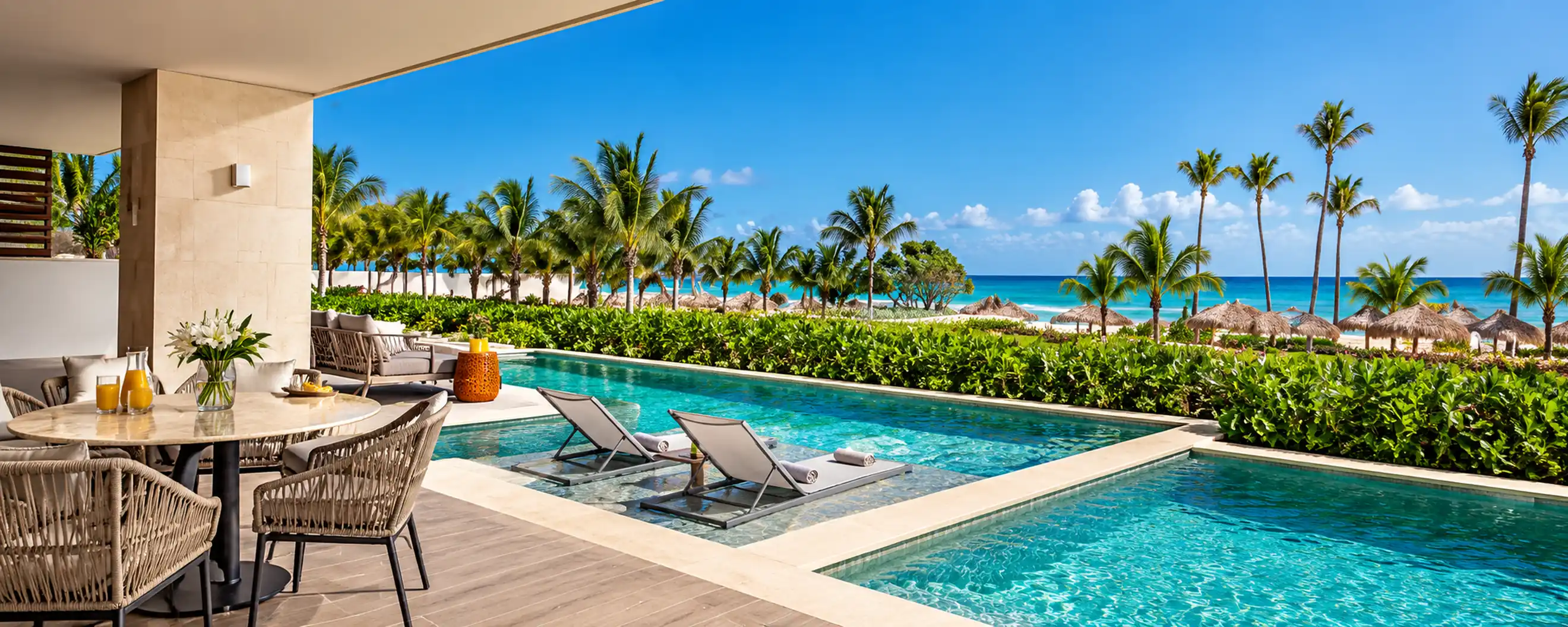 Dreams Macao Beach Punta Cana private pool with tropical ocean view