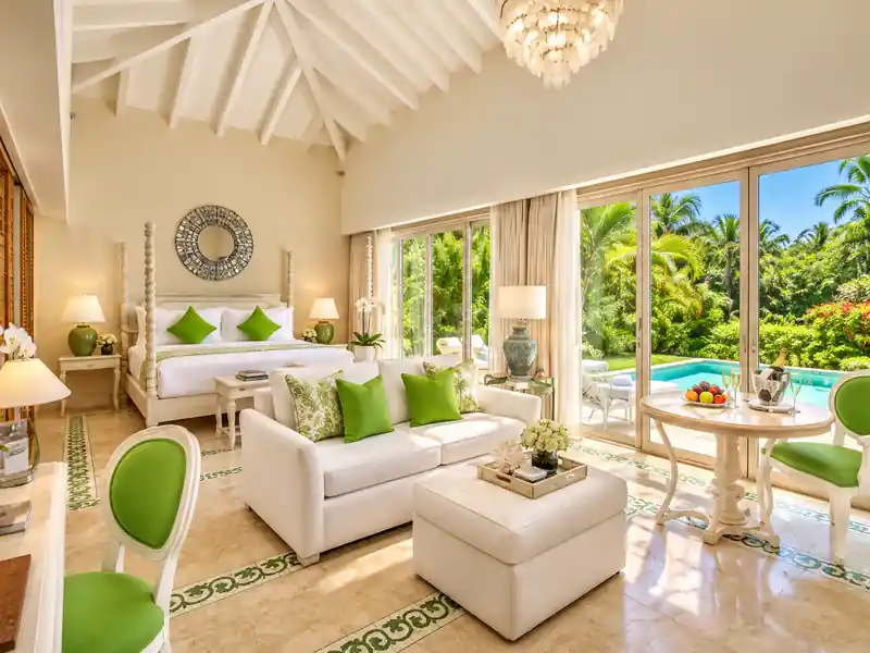 Eden Roc Cap Cana luxury private pool suite with tropical garden view