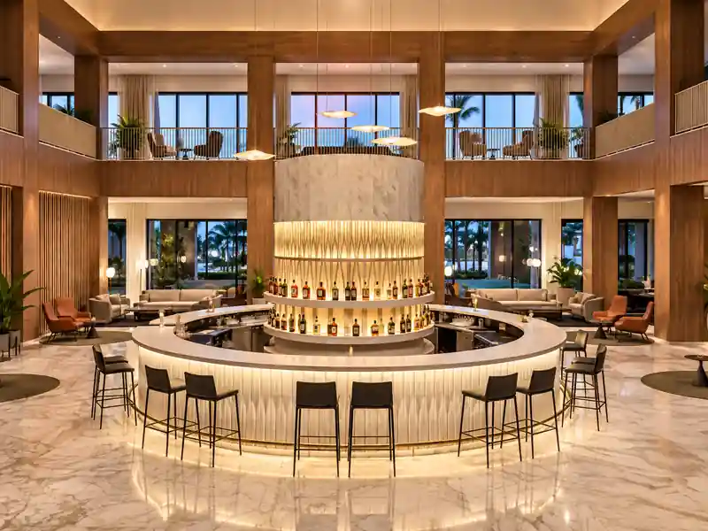 Excellence Finest Punta Cana luxury lobby bar with modern interior