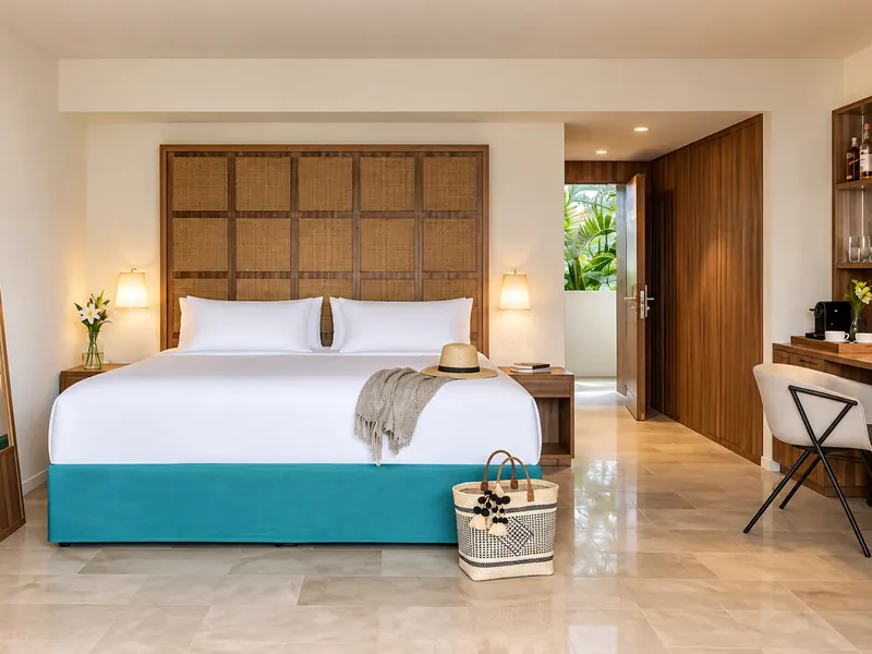 Excellence Punta Cana king suite with modern tropical decor and luxury furnishings