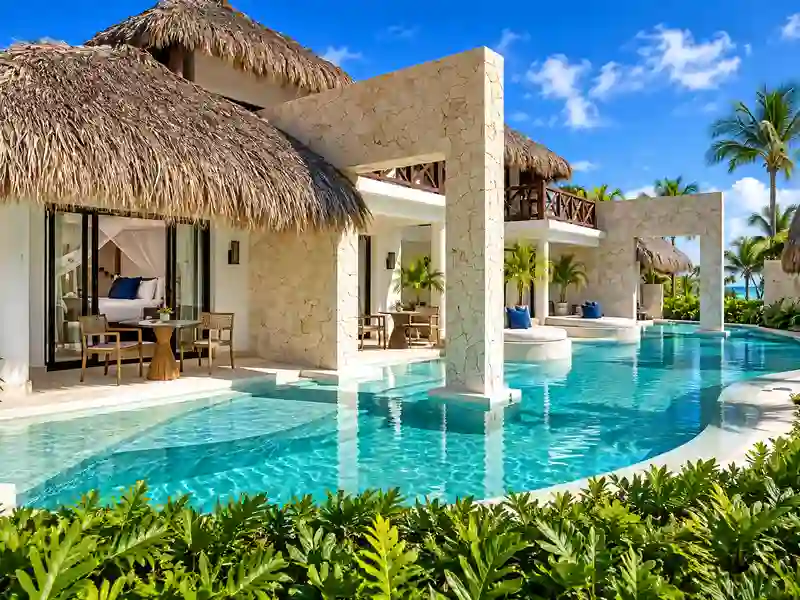Four Seasons Cap Cana luxury tropical villa with private pool and thatched-roof suites