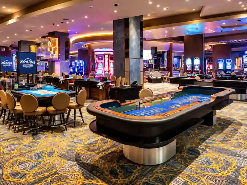 Hard Rock Hotel Punta Cana casino with gaming tables and slot machines